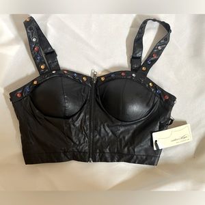 Size medium bralette pleather jeweled stud top. Exclusive design for F21.